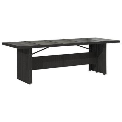 Garden Table | Black | PE rattan, powder-coated steel, tempered glass