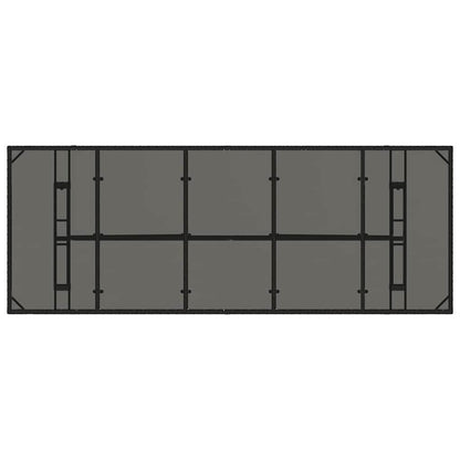 Garden Table with Glass Top Black 240x90x75 cm Poly Rattan