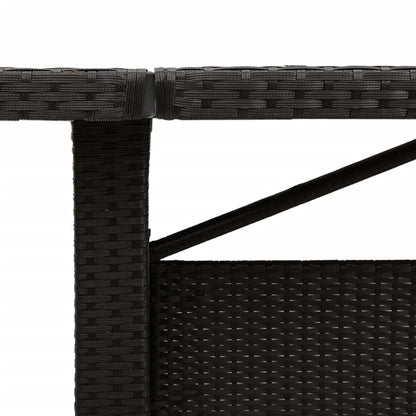 Garden Table | Black | PE rattan, powder-coated steel, tempered glass