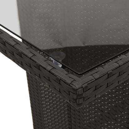 Garden Table | Black | PE rattan, powder-coated steel, tempered glass
