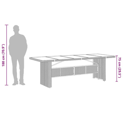 Garden Table | Black | PE rattan, powder-coated steel, tempered glass