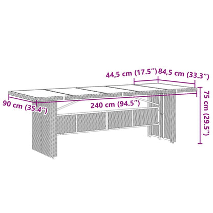Garden Table | Black | PE rattan, powder-coated steel, tempered glass