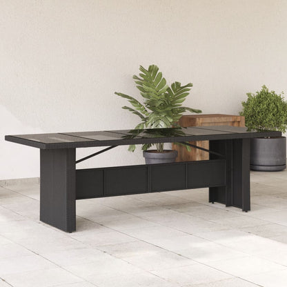 Garden Table | Black | PE rattan, powder-coated steel, tempered glass