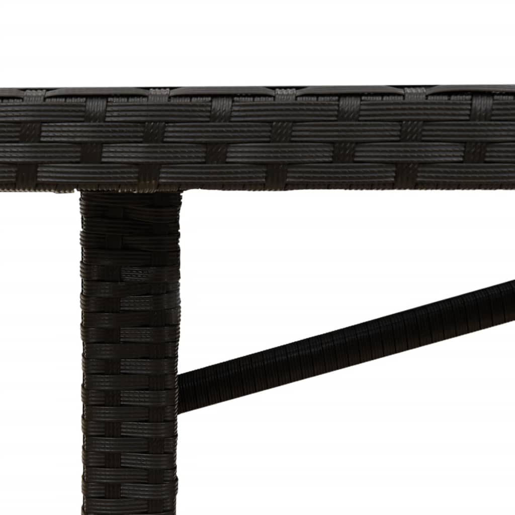 Garden Table with Acacia Wood Top Black 190x80x75cm Poly Rattan