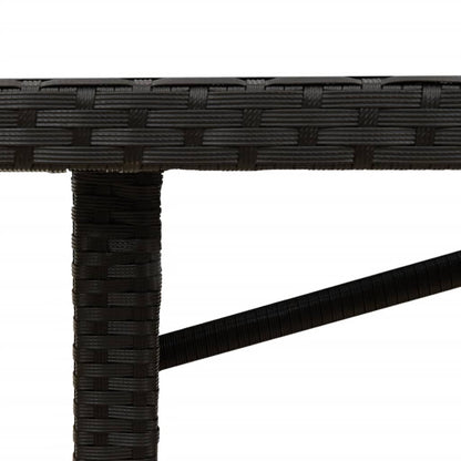 Garden Table with Acacia Wood Top Black 190x80x75cm Poly Rattan
