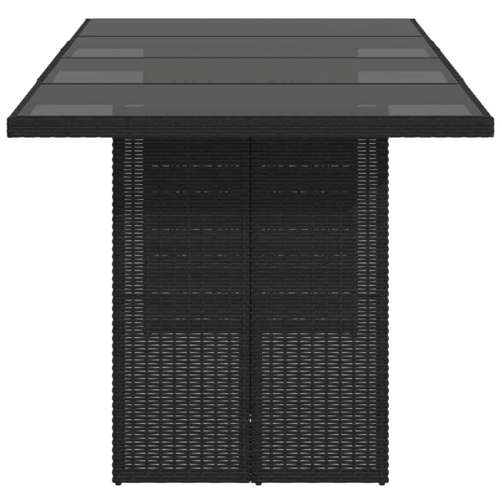 Garden Table | Black | PE rattan, powder-coated steel, tempered glass