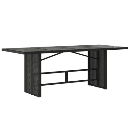 Garden Table | Black | PE rattan, powder-coated steel, tempered glass
