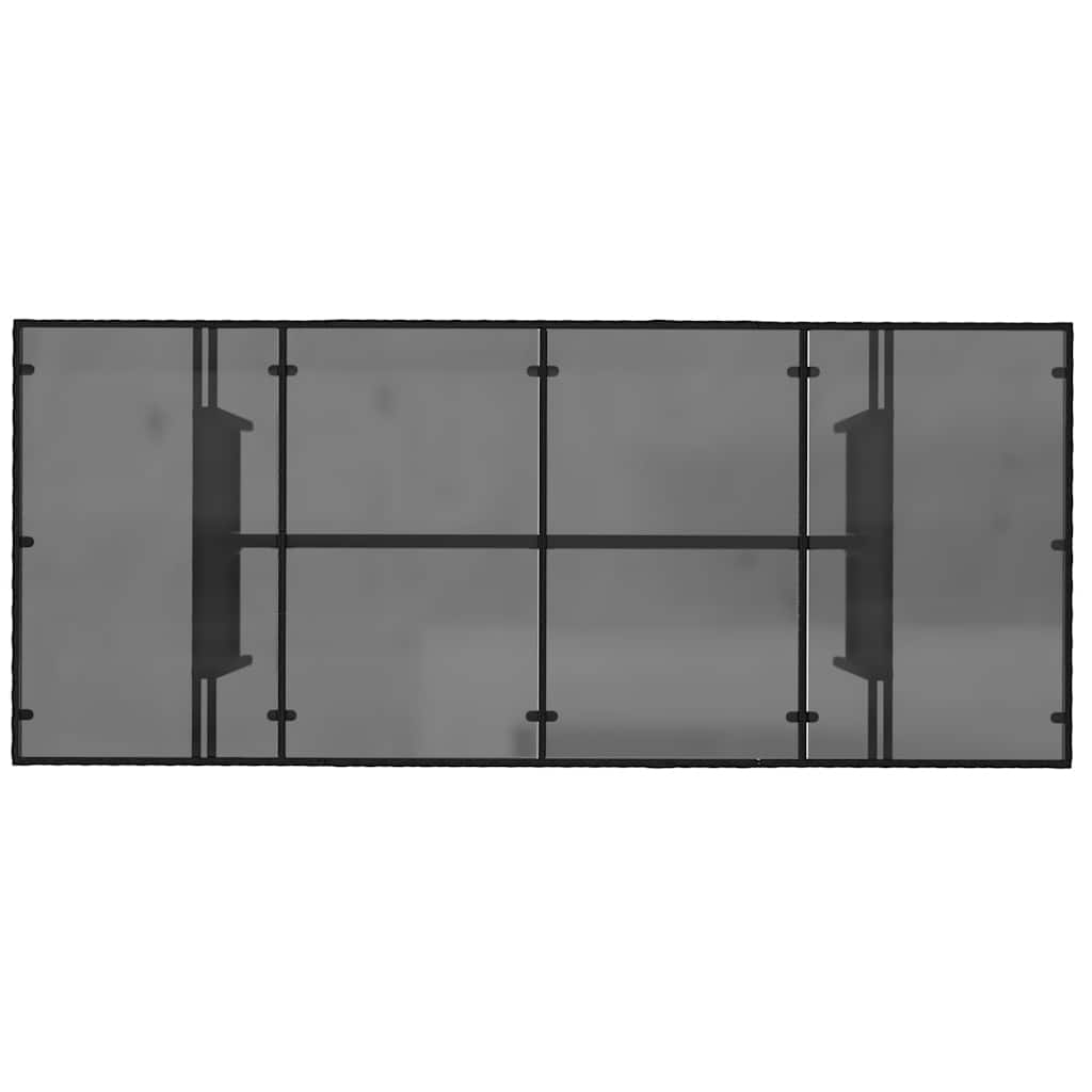 Garden Table with Glass Top Black 190x80x75 cm Poly Rattan