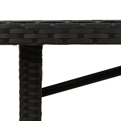 Garden Table | Black | PE rattan, powder-coated steel, tempered glass