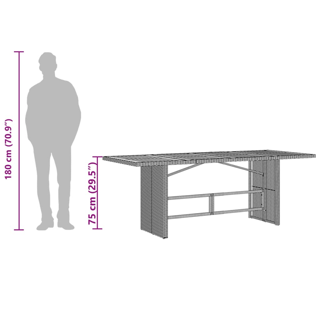 Garden Table | Black | PE rattan, powder-coated steel, tempered glass