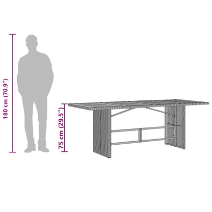 Garden Table | Black | PE rattan, powder-coated steel, tempered glass