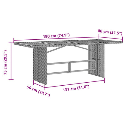 Garden Table | Black | PE rattan, powder-coated steel, tempered glass