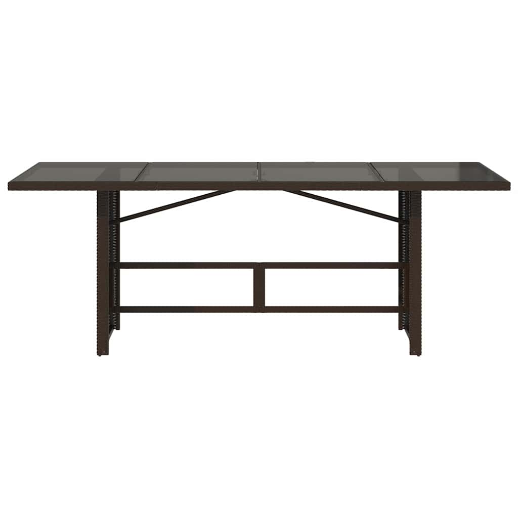 Garden Table with Glass Top Brown 190x80x75 cm Poly Rattan