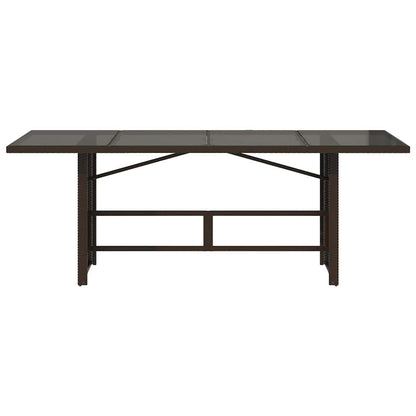 Garden Table with Glass Top Brown 190x80x75 cm Poly Rattan