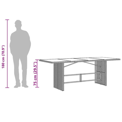 Garden Table with Glass Top Brown 190x80x75 cm Poly Rattan