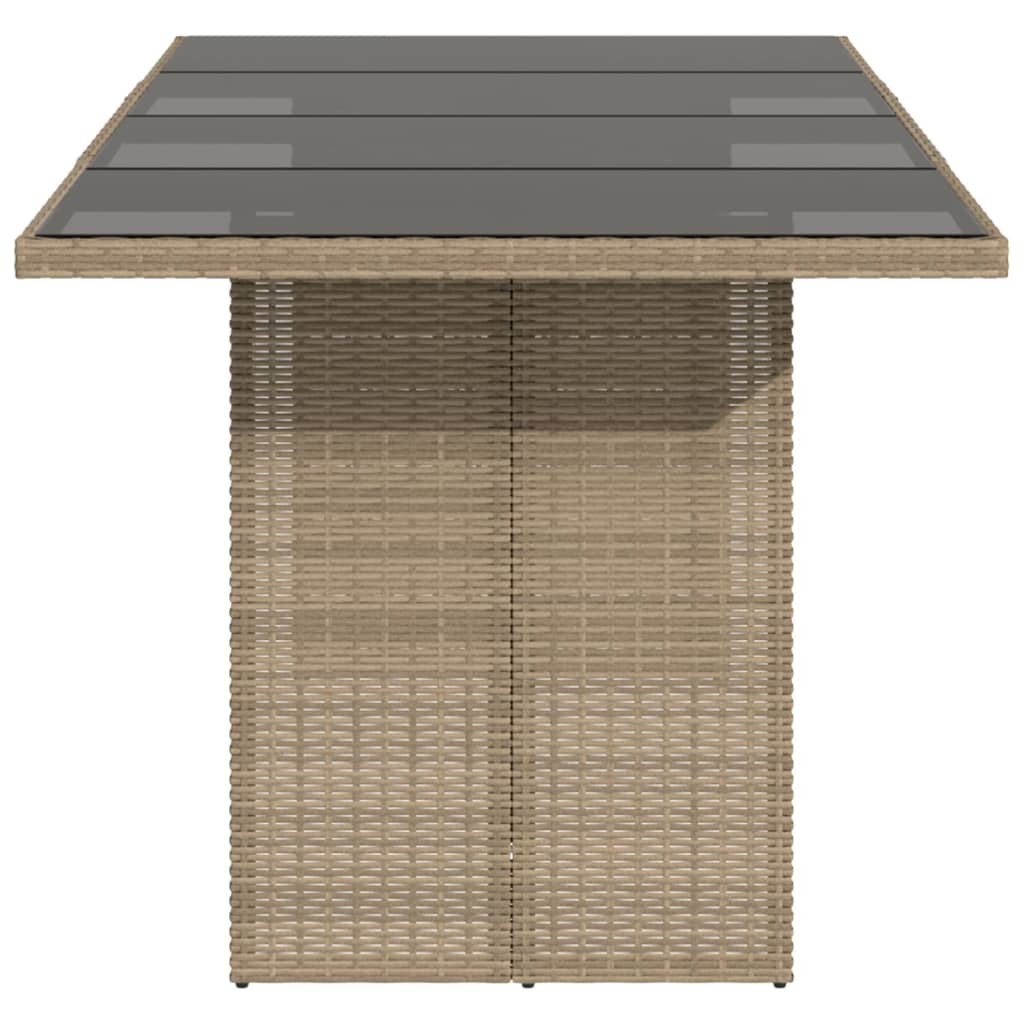 Garden Table | Beige | PE rattan | 190 cm long, 80 cm wide, 75 cm high