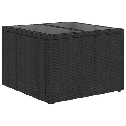Garden Table | Black | PE Rattan, Powder-Coated Steel, Tempered Glass
