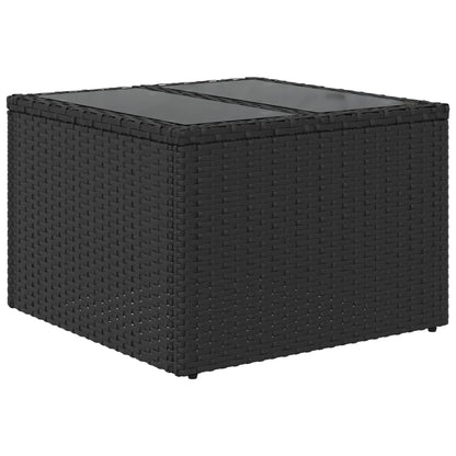 Garden Table | Black | PE Rattan, Powder-Coated Steel, Tempered Glass