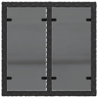 Garden Table | Black | PE Rattan, Powder-Coated Steel, Tempered Glass