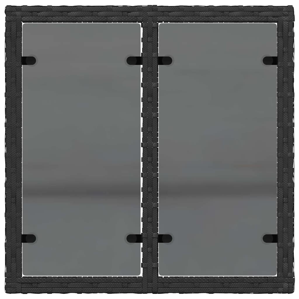 Garden Table with Glass Top Black 55x55x37 cm Poly Rattan