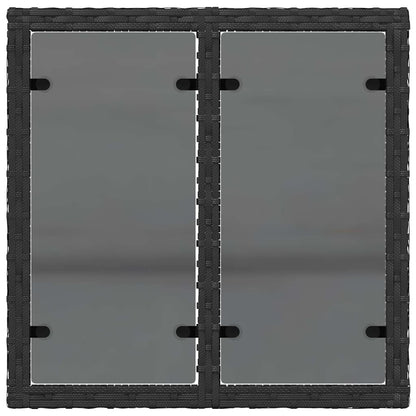 Garden Table with Glass Top Black 55x55x37 cm Poly Rattan