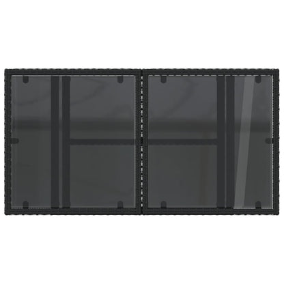 Garden Table with Glass Top Black 100x55x73 cm Poly Rattan