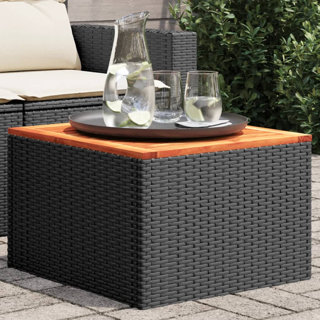 Garden Table | Black and Brown | PE Rattan | Compact | Durable