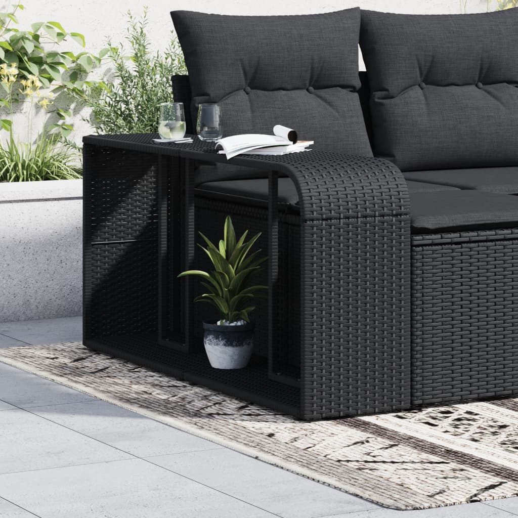 Storage Shelf | Black | PE rattan, powder-coated steel | 112 x 27 x 55 cm