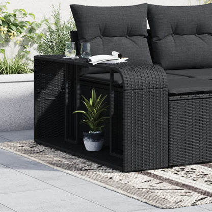 Storage Shelf | Black | PE rattan, powder-coated steel | 112 x 27 x 55 cm