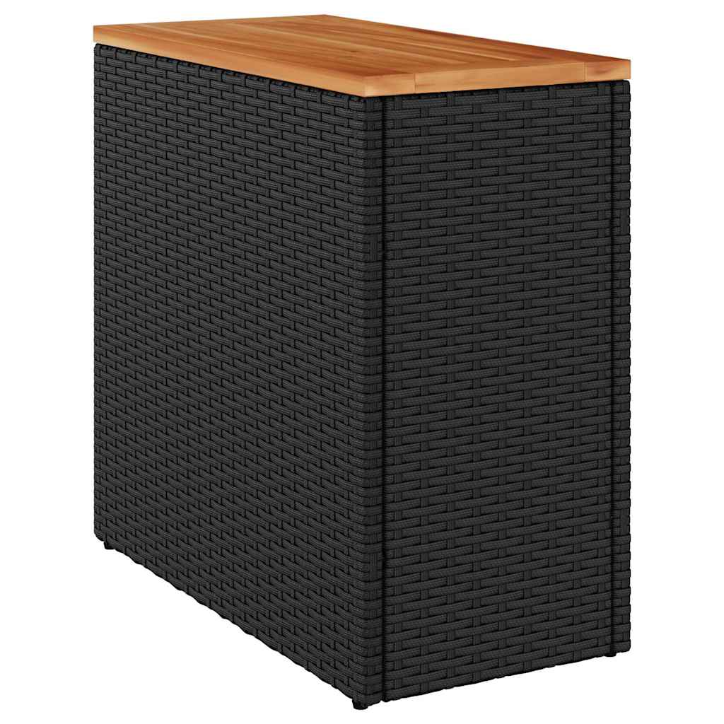 Garden Side Table with Wooden Top Black 58x27.5x55 cm