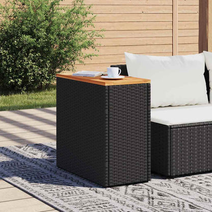 Garden Side Table with Wooden Top Black 58x27.5x55 cm