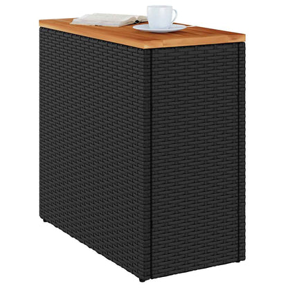Garden Side Table with Wooden Top Black 58x27.5x55 cm