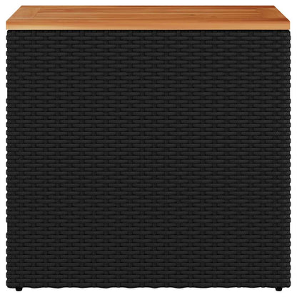 Garden Side Table with Wooden Top Black 58x27.5x55 cm