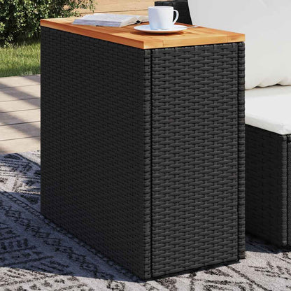 Garden Side Table with Wooden Top Black 58x27.5x55 cm