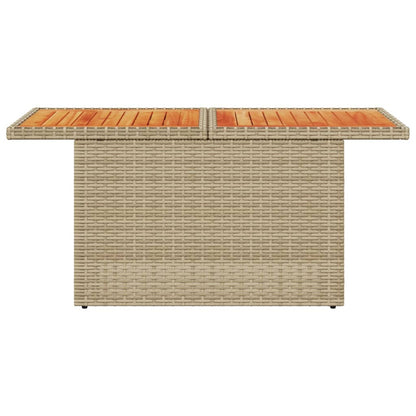Garden Table Beige 100x55x73 cm Poly Rattan and Acacia Wood