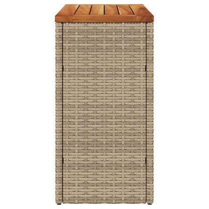 Garden Side Table with Wooden Top Beige 58x27.5x55 cm Poly Rattan