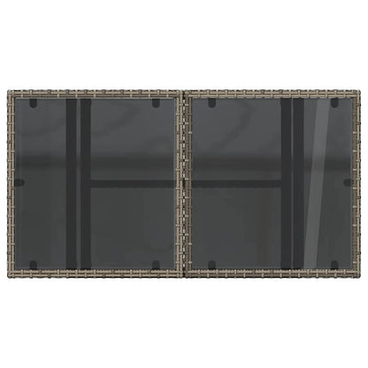 Garden Table with Glass Top Grey 100x55x73 cm Poly Rattan