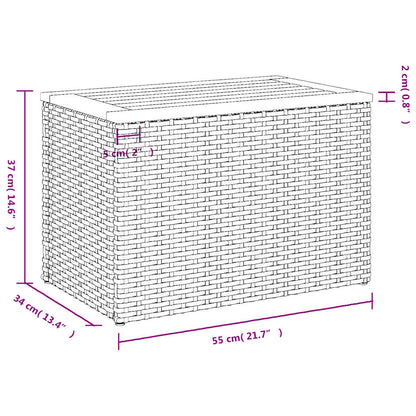 Garden Side Tables 2pcs Grey 55x34x37cm Poly Rattan Solid Wood