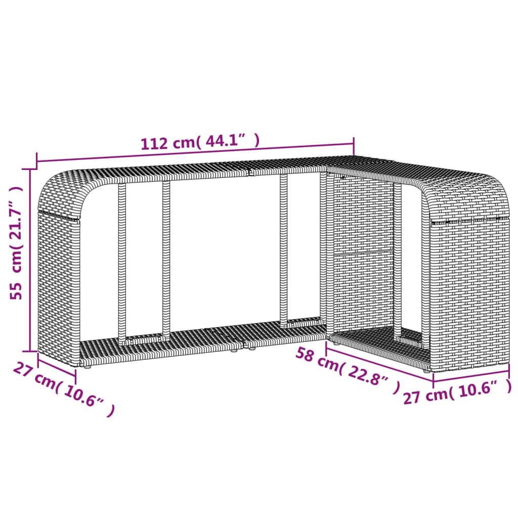 Storage Shelves 2 pcs Light Grey Poly Rattan
