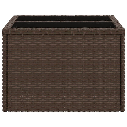 Garden Table with Glass Top Brown 55x55x37 cm Poly Rattan
