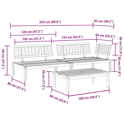 Pallet Sofa Set | Brown | Solid Acacia Wood | Large | Modular
