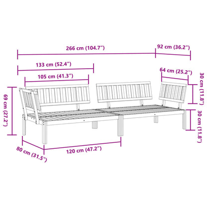 Pallet Corner Sofa | Natural | Solid Acacia wood | 133 x 92 x 69 cm