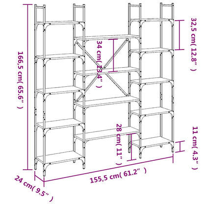 Bookshelf Black 155,5x24x166,5 cm Engineered Wood