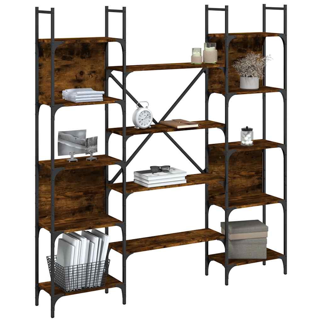 Bookshelf Smoked Oak 155,5x24x166,5 cm Engineered Wood