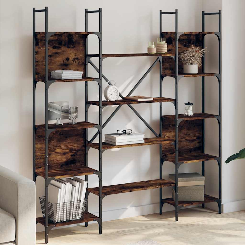 Bookshelf Smoked Oak 155,5x24x166,5 cm Engineered Wood