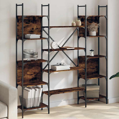 Bookshelf Smoked Oak 155,5x24x166,5 cm Engineered Wood