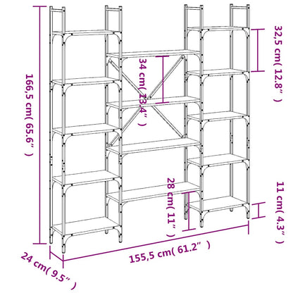 Bookshelf Brown Oak 155,5x24x166,5 cm Engineered Wood
