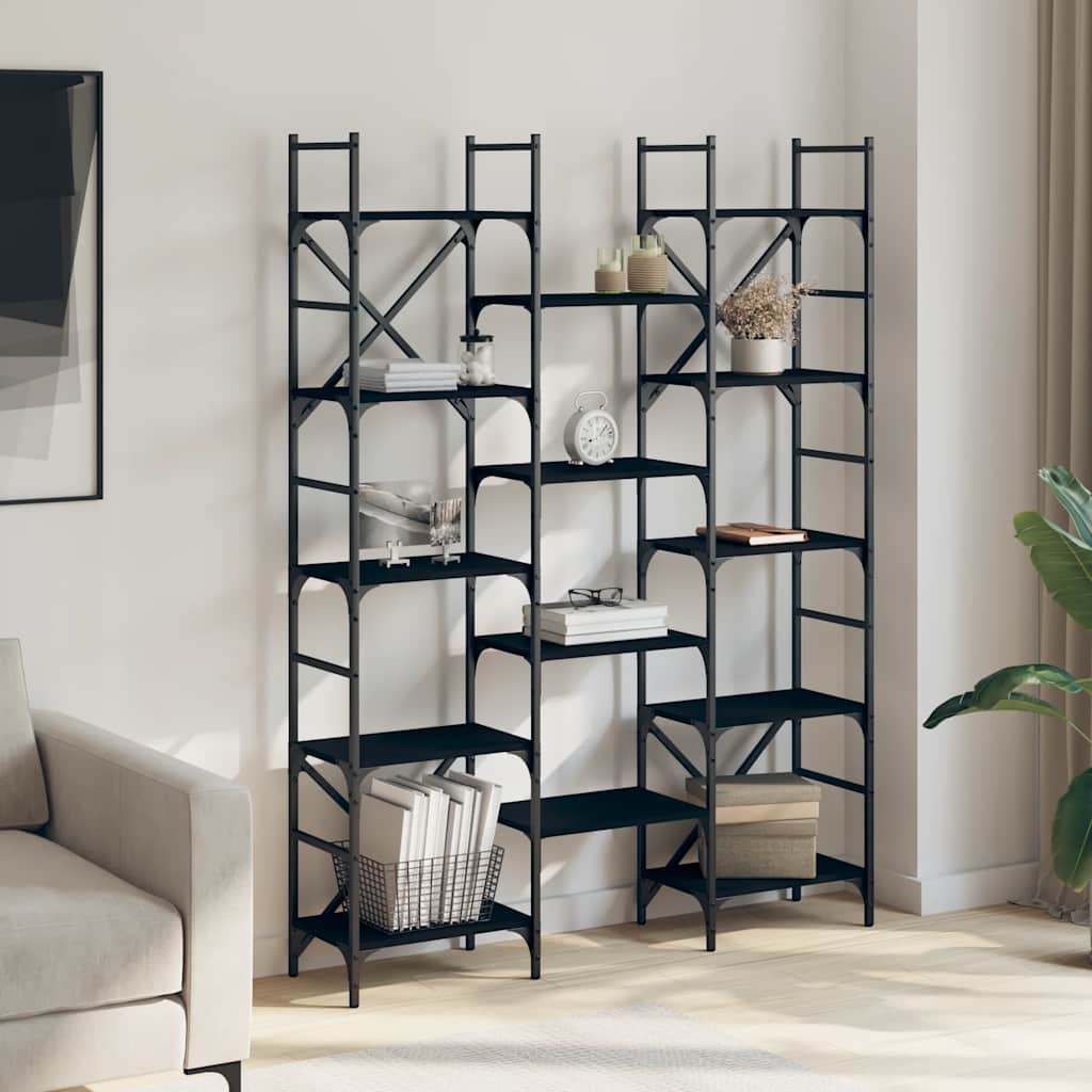 Bookshelf Black 127,5x28,5x172,5 cm Engineered Wood