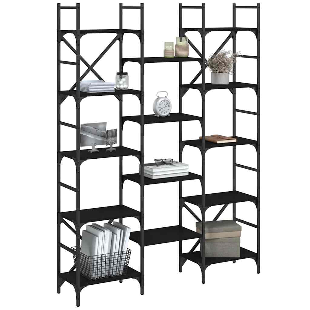 Bookshelf Black 127,5x28,5x172,5 cm Engineered Wood