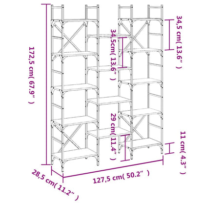 Bookshelf Black 127,5x28,5x172,5 cm Engineered Wood